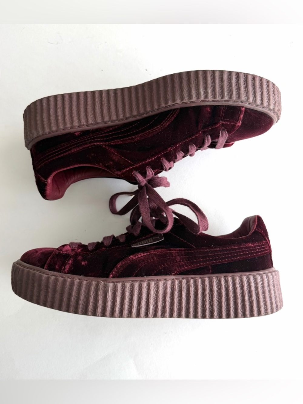 Puma Fenty Velvet Burgundy Creeper Sneakers in Box Womens US Size 7.5 - Picture 7 of 9